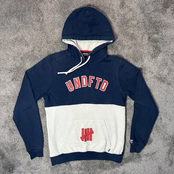 Undefeated Icon Logo Hoodie Sweatshirt Size M Colorblock UNDFTD Blue White - Picture 1 of 10